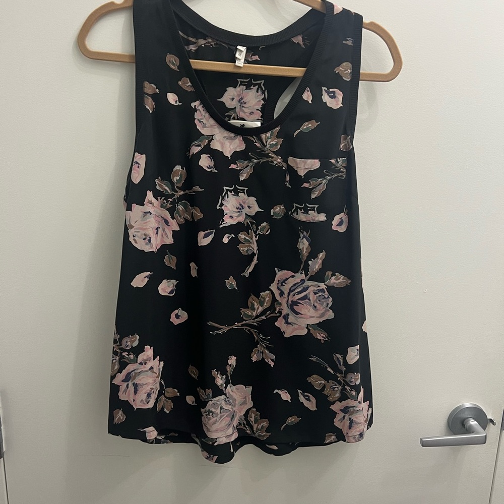 Floral Black Sleeveless Top